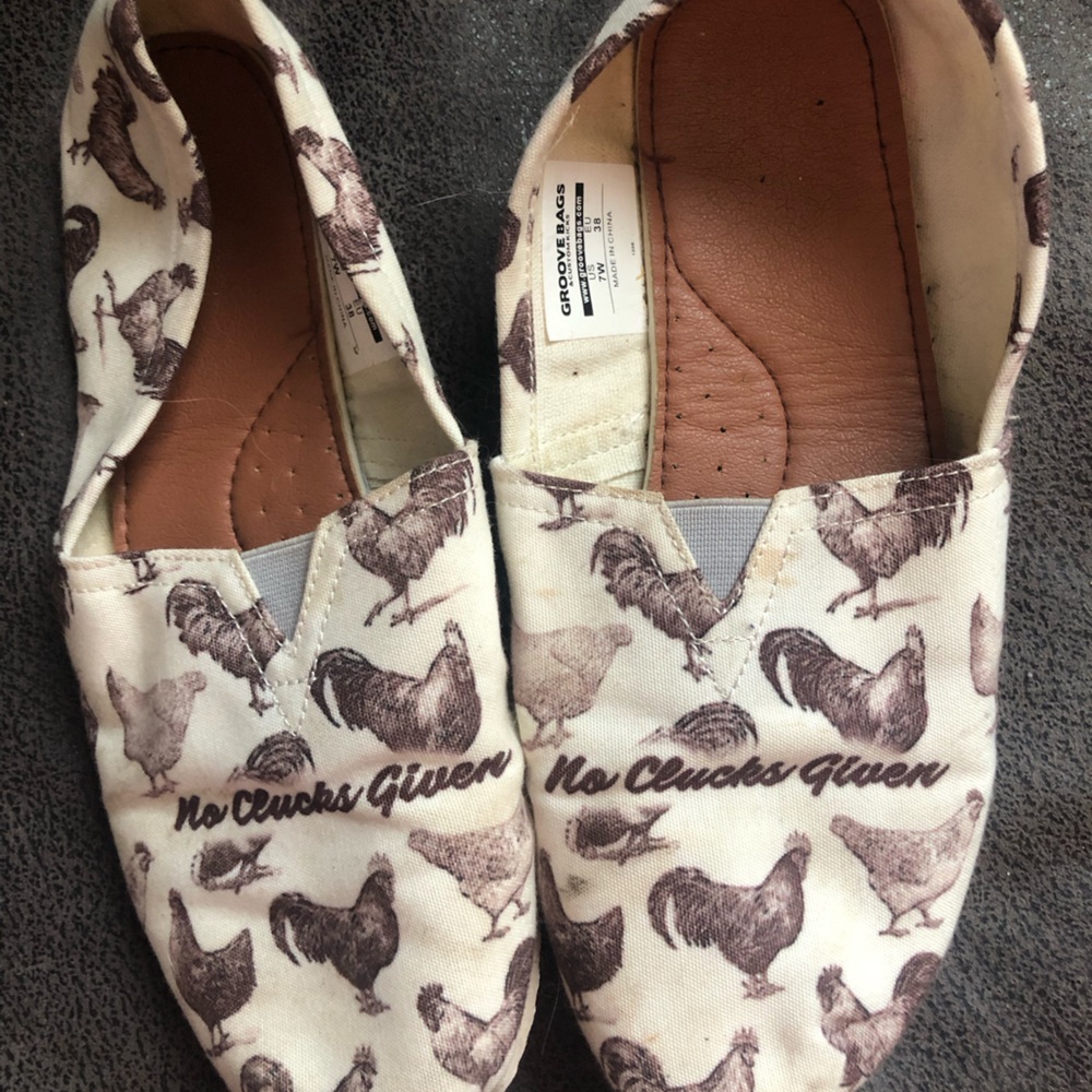 Groovebags Size 7 shoes.  Chicken. No Clucks Given.